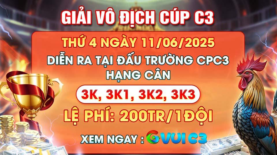 GVUI C3 thông báo giải vô địch CUP CPC3 ngày 11-06-2025 GVUI C3 thông báo giải vô địch CUP CPC3 ngày 11-06-2025
